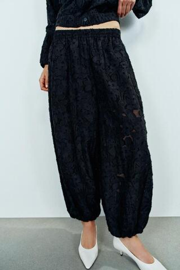 ZARA БРЮКИ-ШАРОВАРЫ ДЕВОРЕ, ЧЕРНЫЙ