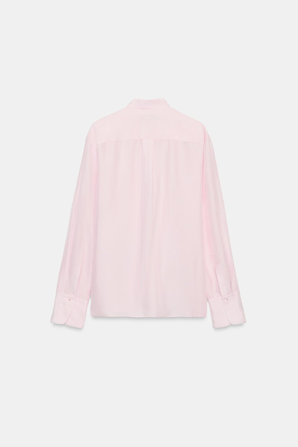 ZARA РУБАШКА С КАНТОМ ИЗ 100% ШЕЛКА — ZW COLLECTION, ПАСТЕЛЬНО-РОЗОВЫЙ