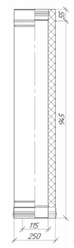 Сэндвич-труба L-1000 Grill'D AISI 430 1 мм/Оц 0,5мм (D115/250) черный