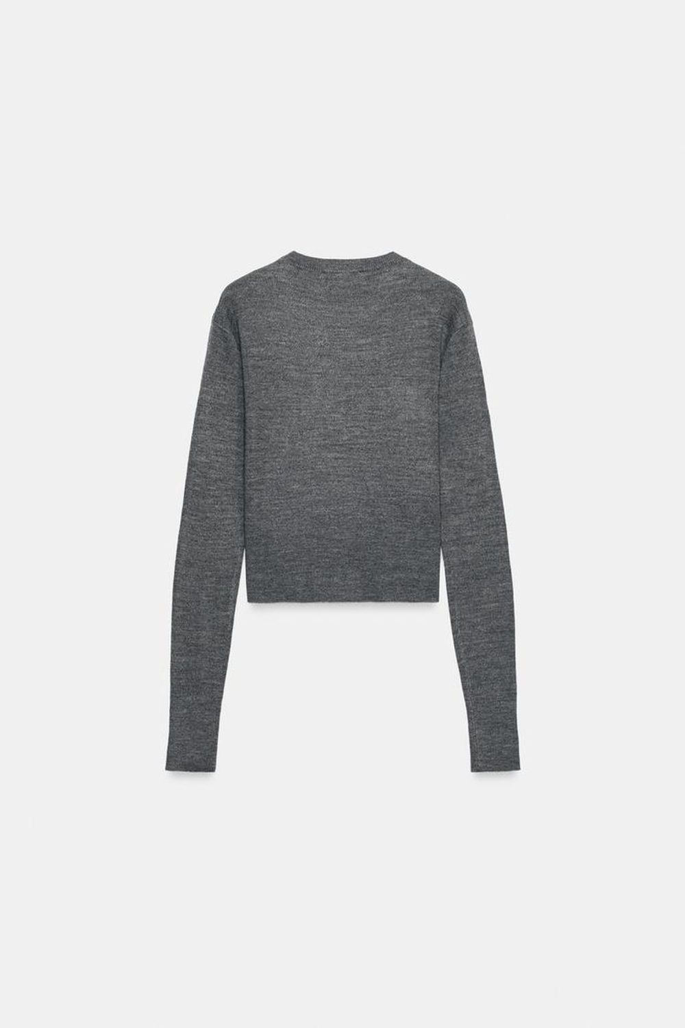 ZARA УКОРОЧЕННЫЙ ШЕРСТЯНОЙ СВИТЕР, МЯГКИЙ СЕРЫЙ