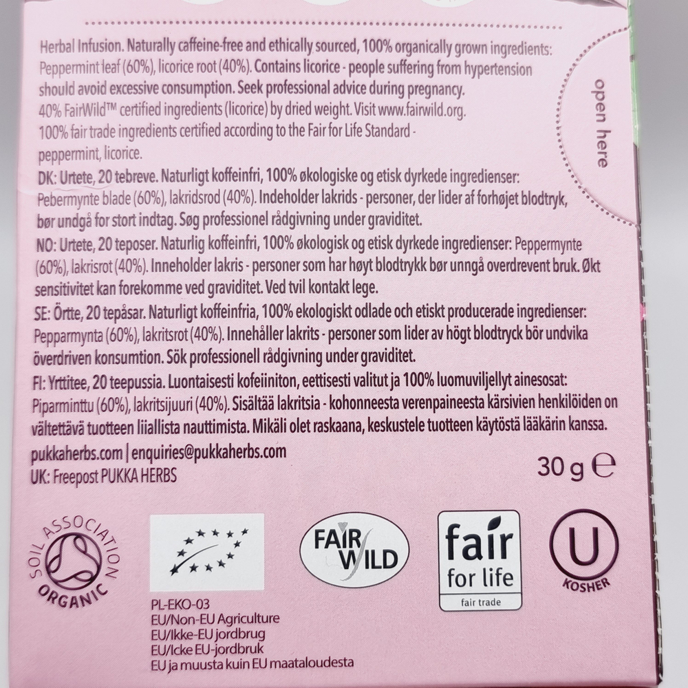 Чай травяной Pukka Herbs с мятой и солодкой 20 шт 30 г (из Финляндии)