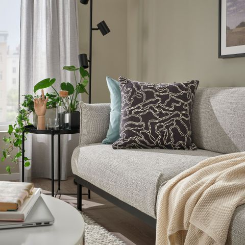 Чехол на подушку IKEA GULDFLY (ГОЛЬДФЛАЙ), Антрацит, белый, 50x50 см