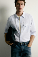 РУБАШКА WESTERN REGULAR FIT ИЗ ХЛОПКА И ЛЬНА — ZARA