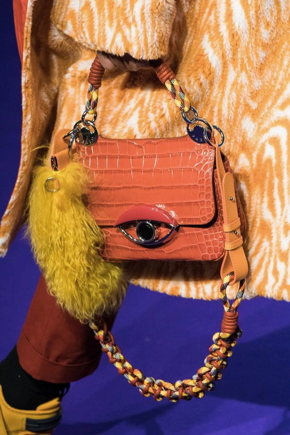 Сумка из кожи Crocco Orange