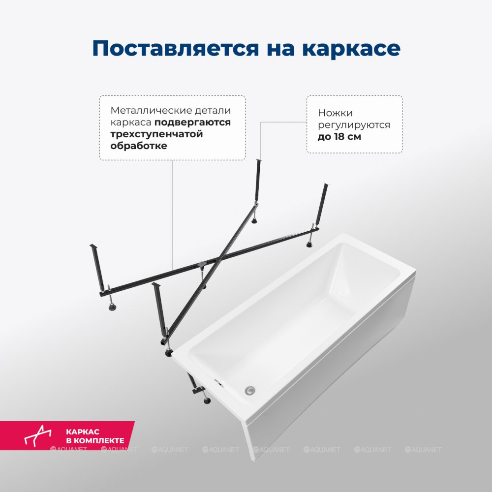 Акриловая ванна Aquanet (Акванет) Agata 170x70 с каркасом