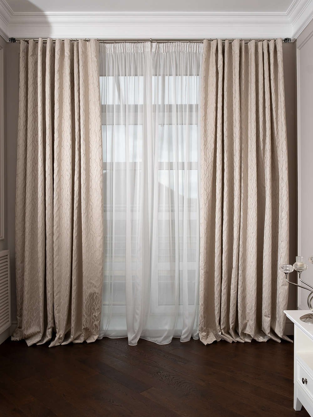 Ткань Портьера 260x275 Garda Decor Mesh бежевая Бежевый