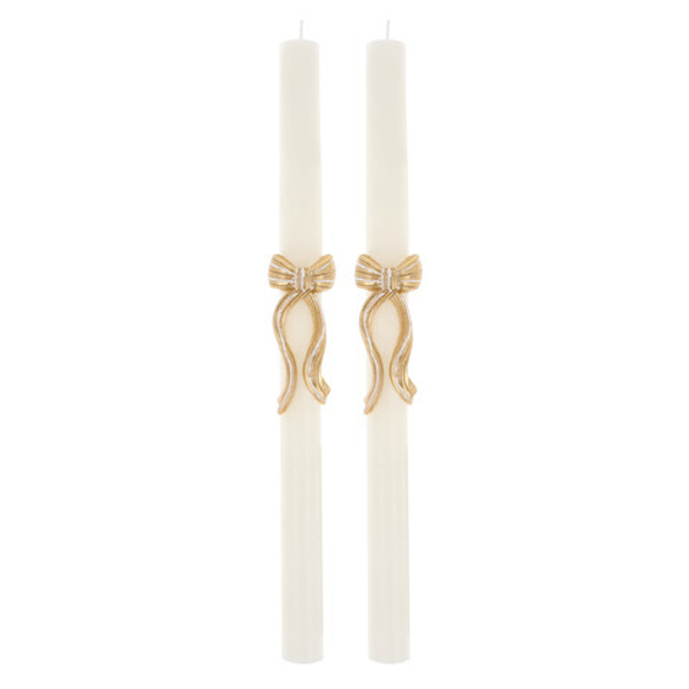 Свечи "Золотые бантики" 2 шт. (25см)