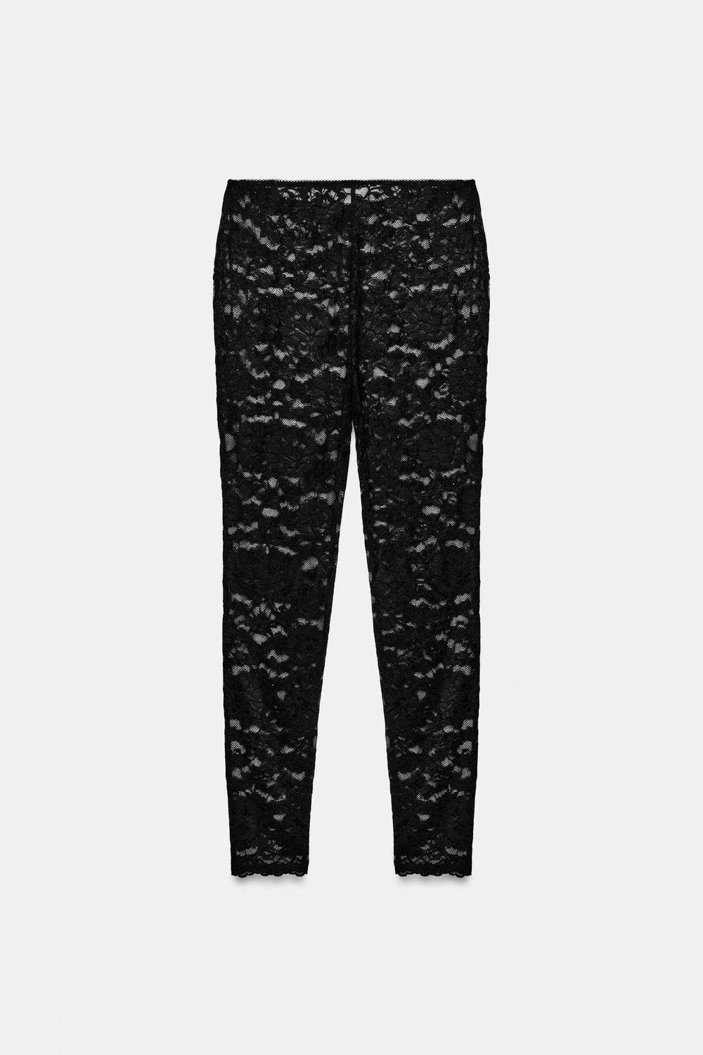 ZARA КРУЖЕВНЫЕ ЛЕГИНСЫ, ЧЕРНЫЙ