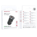 Автомобильное зарядное устройство Borofone BZ22 PD30W+QC3.0 3A Type-C+USB Black