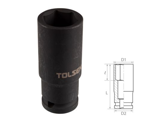 TOLSEN (TT18272) Головка торцевая ударная глубокая шестигранная 1/2", 22 мм