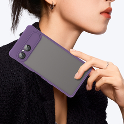 Чехол противоударный с боковыми рамками фиолетового цвета для Sony Xperia 10-7, задняя крышка тонированная прозрачная