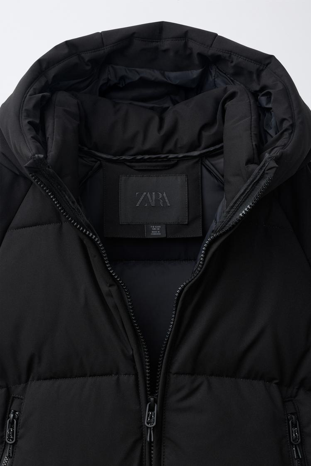 ZARA ДЛИННЫЙ ПУХОВИК 50% ПУХА 50% ПЕРА WATER REPELLENT, ЧЕРНЫЙ