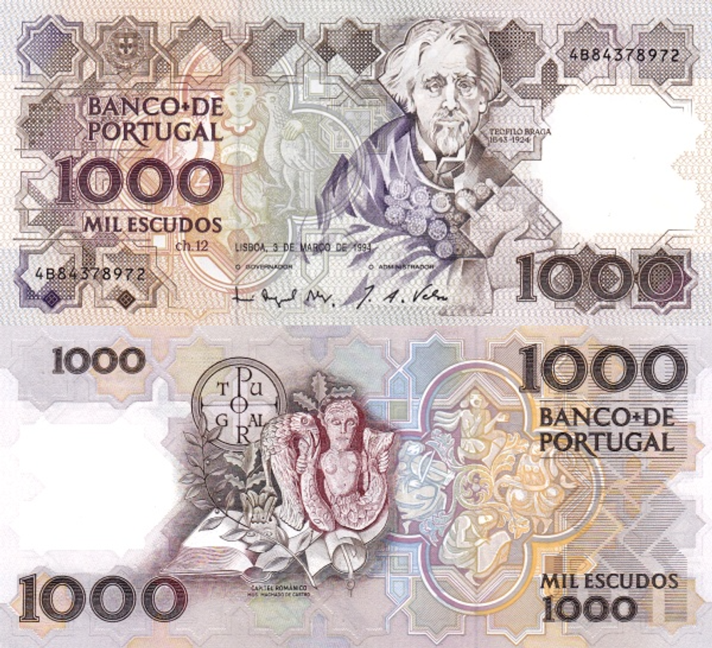 Португалия 1000 эскудо 1983-1994 Музейные экспонаты UNC