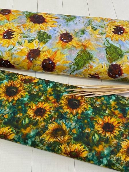 ПОДСОЛНУХИ НА ГОЛУБОМ, 100% хлопок Handmade Fabrics 6