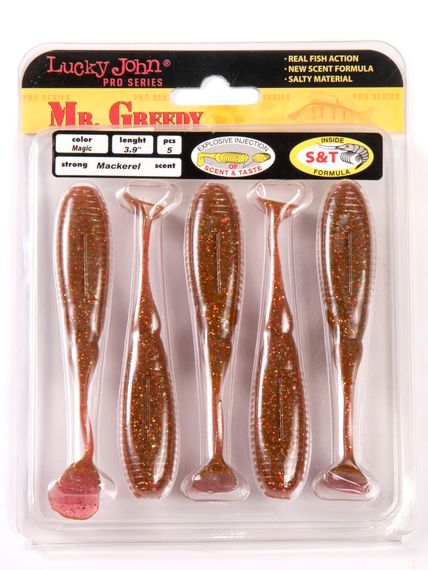 Виброхвосты съедобные LJ Pro Series MISTER GREEDY 3.9in (9,9 см), цв. S14, 5 шт.