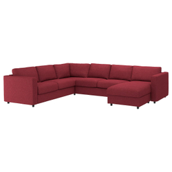 IKEA VIMLE  (ИКЕА ВИМЛЕ)  -  Чехол углового дивана 5-местного с козеткой - Лейде красно-коричневый