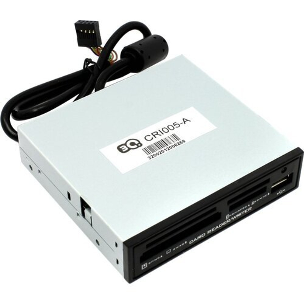 Картридер внутренний 3.5" 3Q Card Reade, All-in-one, USB2.0, черный (CRI005-A)