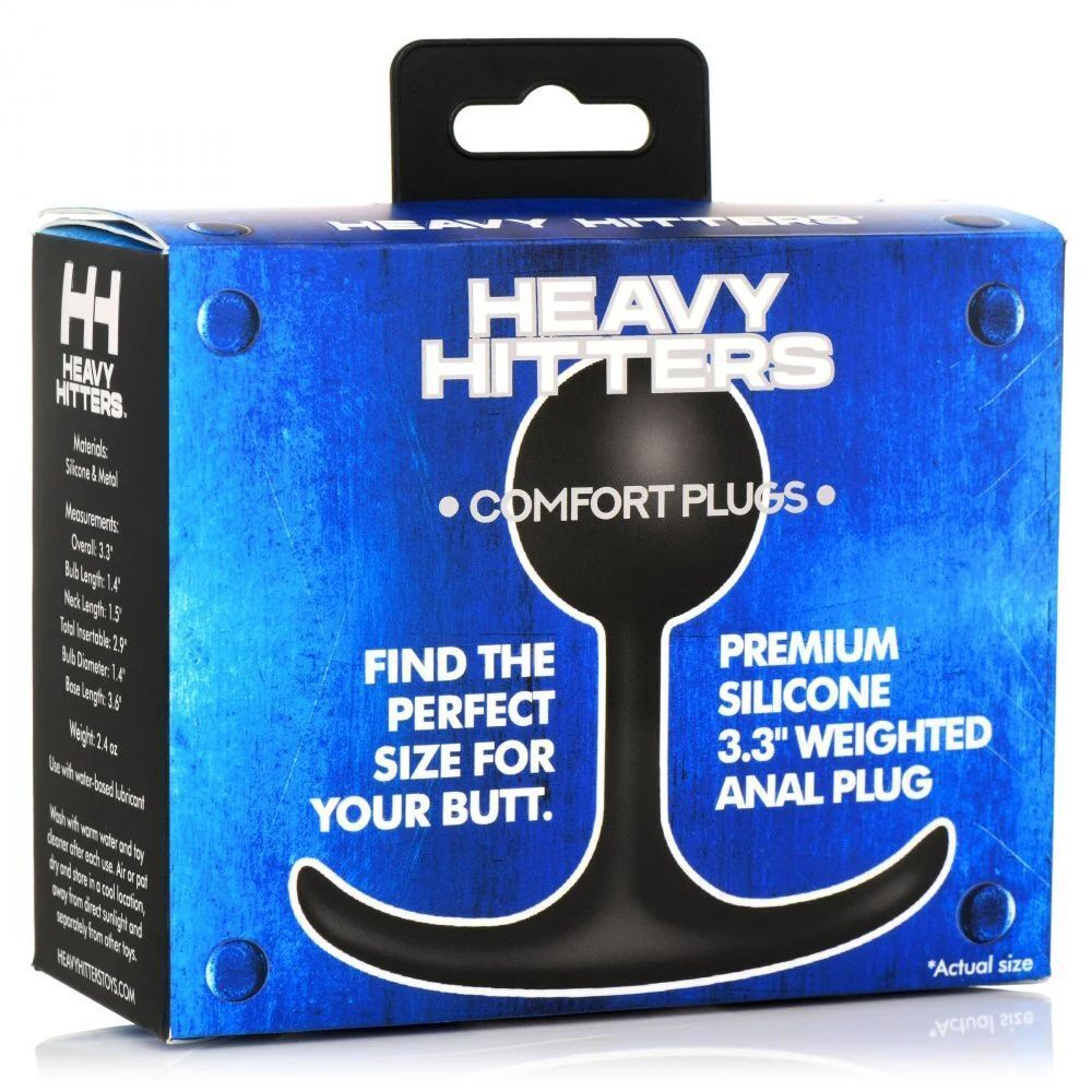 Черная анальная пробка с утяжелением Premium Silicone 3.3 Weighted Round Plug - 8,4 см. (Цвет: черный)