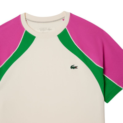 Мужская теннисная футболка Lacoste Ultra Dry Colour-Block Tennis - Бежевый