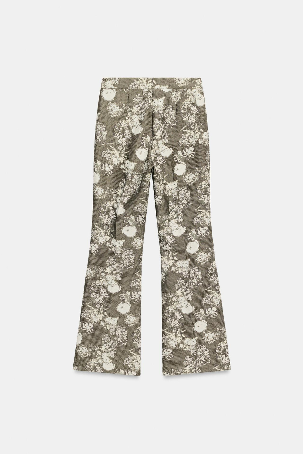 ZARA БРЮКИ FLARE ИЗ ЖАККАРДА, СЕРО-КОРИЧНЕВЫЙ