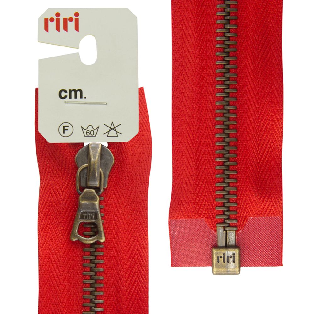 Молния металл RIRI Т6 (6 мм) 1 зам., разъем., 60 см, AM, слайд.Flash, цв.2407, красный, 1 шт
