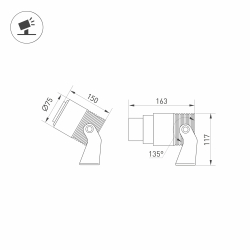 Светильник ALT-RAY-ZOOM-R75-18W Warm3000 (DG, 10-40 deg, 230V) (Arlight, IP67 Металл, 3 года) 032562