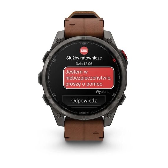 Умные часы GARMIN FENIX 8 PRO 47mm Amoled Sapphire Lens Titanium With Chestnut Leather Band Plus Pabble gray silicone