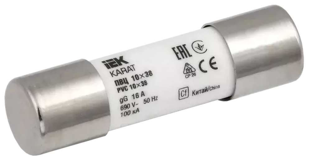 Вставка плавкая цилиндрическая ПВЦ 10х38 16А KARAT IEK MFL10-016