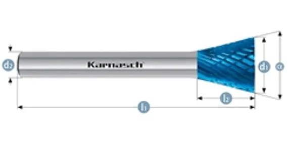 Борфреза твердосплавная Karnasch форма A (цилиндр с гладким торцом), 1,5х6х3х38 мм, универсальная насечка HP-3, без покрытия, арт. 11.3001-015