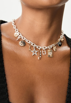 STRADIVARIUS Ожерелье с подвесками, серый