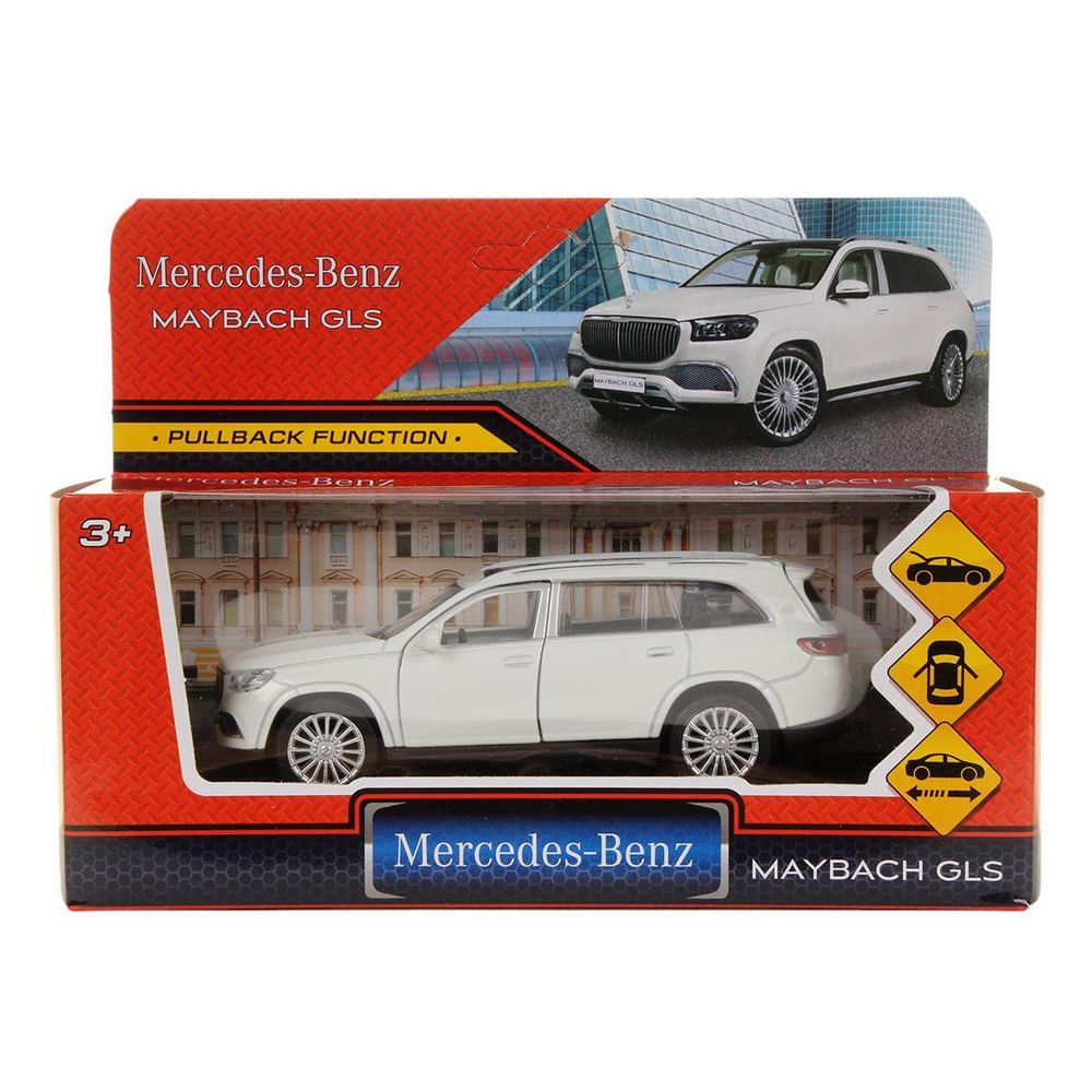 Модель ин. мет. "Mercedes-Benz Maybach GLS" 12см, дв,баг, белый, коробка MAYBCHGLS-12-WH (Технопарк)