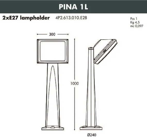 Наземный светильник Guizeppe 4P2.613.010.WYF1R Fumagalli