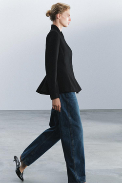 ZARA БЛЕЙЗЕР С ШЕРСТЬЮ И БАСКОЙ — ZW COLLECTION, ЧЕРНЫЙ