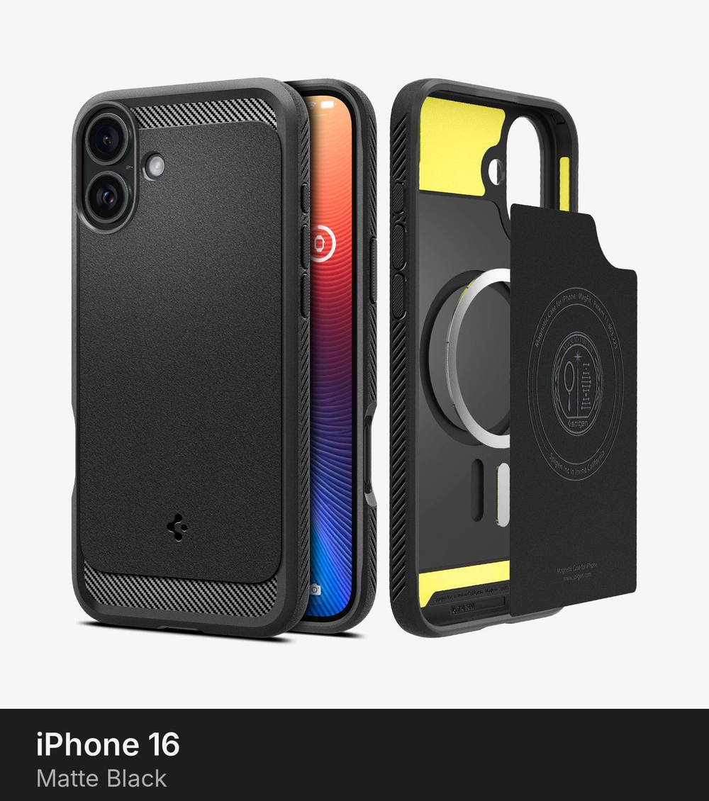 Чехол Spigen Rugged Armor MagSafe для iPhone 16 Matte Black