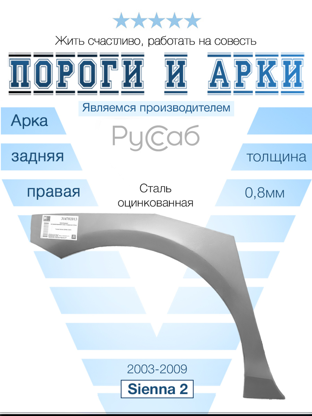 Арка правая Toyota Sienna 2003-2009