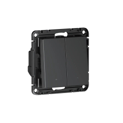 ATLASDESIGN SMART 2-кл. ВЫКЛЮЧАТЕЛЬ с подсв., Zigbee, сх.5, L+N, 10А, мех., КАРБОН