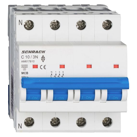 Автоматический выключатель Schrack Technik 3P+N C 10A 6kA Amparo AM617810--