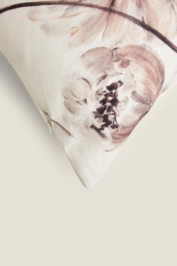 ZARA HOME ХЛОПКОВЫЙ ЧЕХОЛ ДЛЯ ДЕКОРАТИВНОЙ ПОДУШКИ С ЦВЕТОЧНЫМ ПРИНТОМ, РОЗОВЫЙ