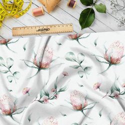 Ткань лен акварельный клевер
