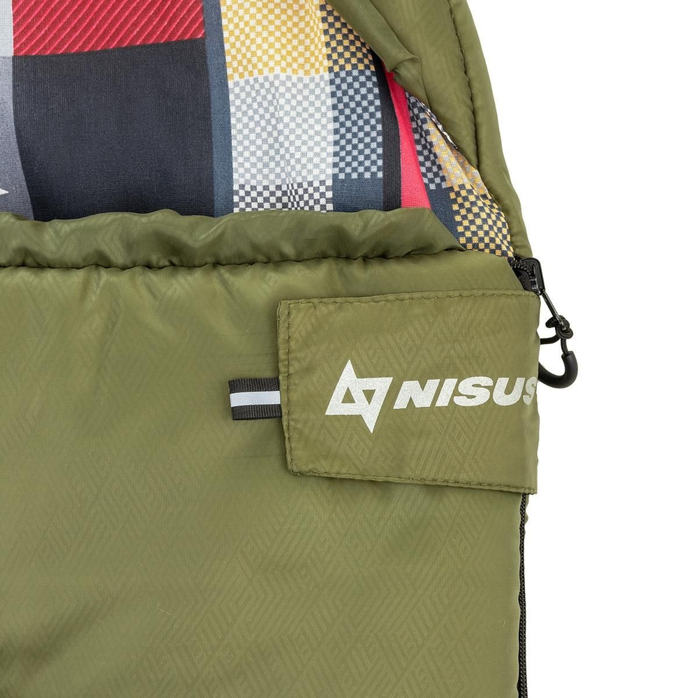 Спальный мешок NISUS TRAVEL 300 зелёный (210х70) Hollowfiber (N-SB-H300-210x70)