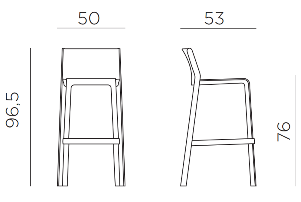 Стул пластиковый барный Nardi Trill Stool, тортора