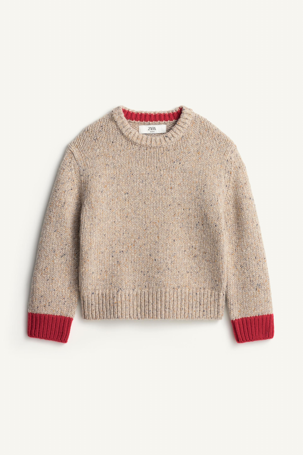 ZARA ТРИКОТАЖНЫЙ СВИТЕР - LIMITED EDITION, СВЕТЛО-БЕЖЕВЫЙ