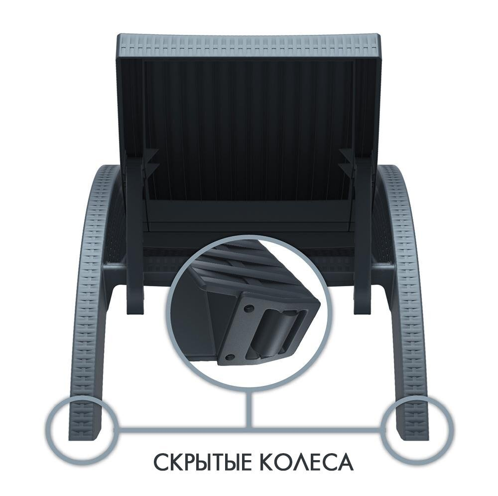 Шезлонг пластиковый с матрасом Siesta Contract GS 1009 (Fiji), коричневый, слоновая кость