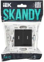 SKANDY Выключатель 2-клавишный проходной с индикацией 10А SK-V10Bl черный IEK