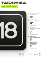 Таблички с номером аудитории "Аудитория №18", для офиса, 30 х 10 см, серия COSMO 3010, черная, Айдентика Технолоджи