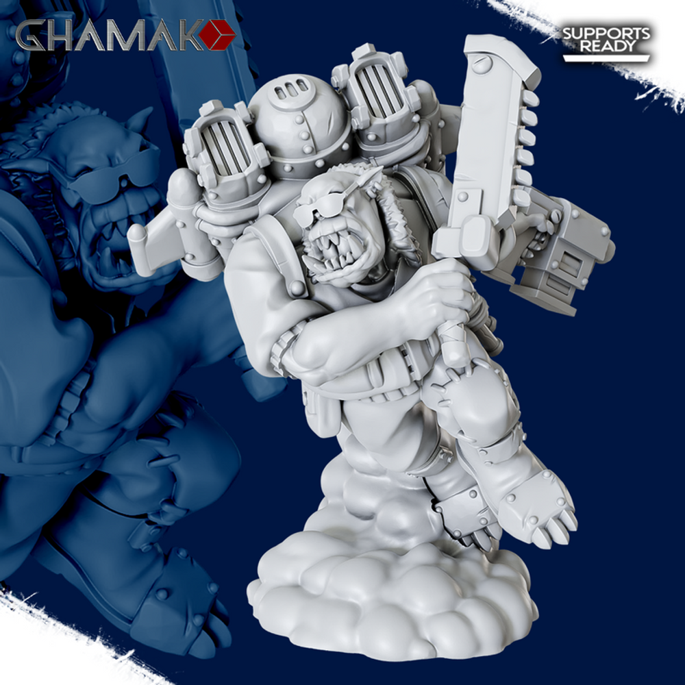 Orks Greenskins Stormboyz Орк-штурмовик №1 миниатюра для dnd, днд, pathfinder, фентези, Настольная игра, НРИ, Варгейм, РПГ