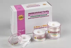 Лейкопластырь LEIKO шелк. осн. катуш. инд.уп. 2,5х500 (пластик) (12/360шт)