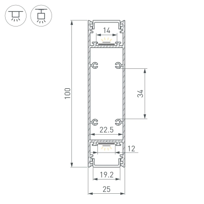 Профиль SL-LINE-25100-DUAL-2500 GOLD CHAMPAGNE (Arlight, Алюминий)
