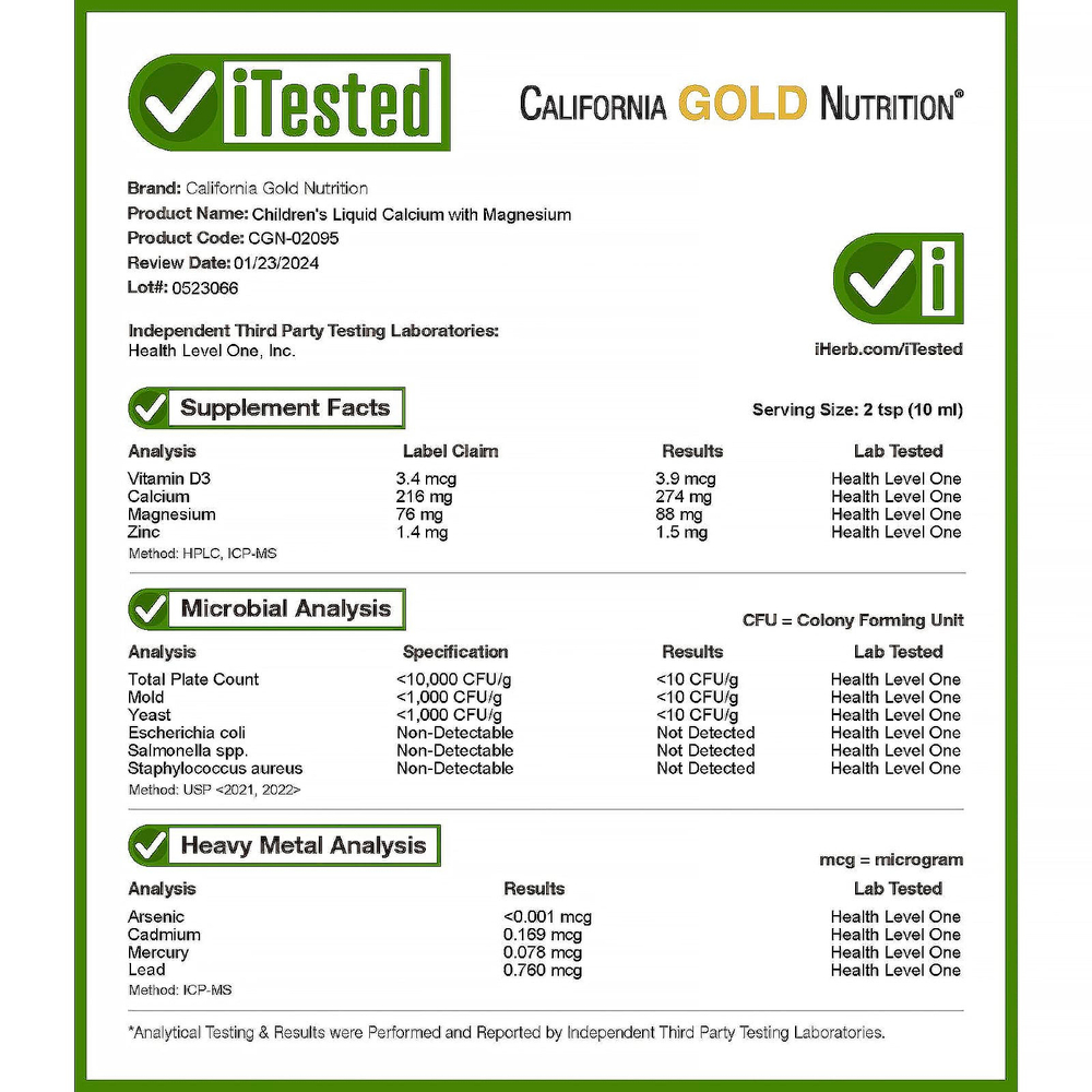 California Gold Nutrition, жидкая добавка с кальцием, магнием, витамином D и цинком для детей, 473 мл (16 жидк. унций)