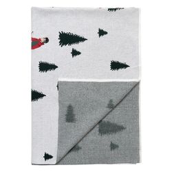 Плед вязаный с новогодним рисунком Лыжники из коллекции New Year Essential,130х180 см
